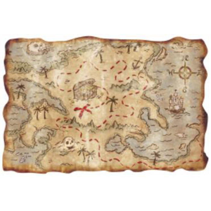 "Pirate Adventure Plastic Treasure Map (12" X 18") - 1/Pkg"