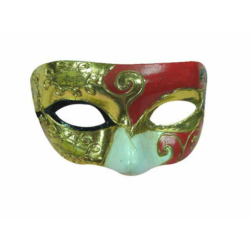 Plastic Face Mask Red/Gold.