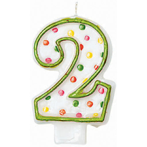 3" Polka Dots Birthday Candle Number 2 (12/Pk)