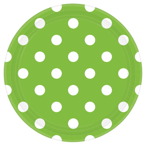 Kiwi Green Dots 7-Inch Round Paper Plates, 8 Count