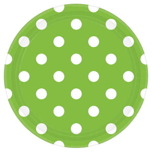 Kiwi Green Dots 7-Inch Round Paper Plates, 8 Count