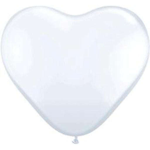 Qualatex 6" White Heart Balloons (100/Bag)