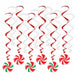 Peppermint Whirls Christmas Hanging Decorations, 12 Pack