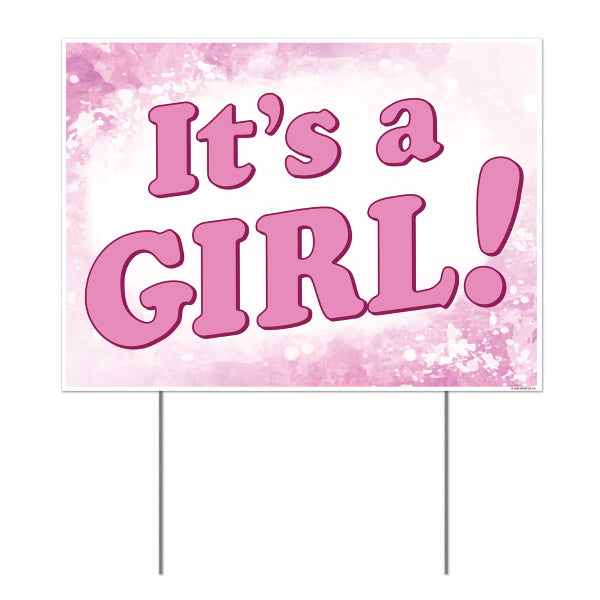 It's a Girl Plastic Sign, 11 x 15 Inches