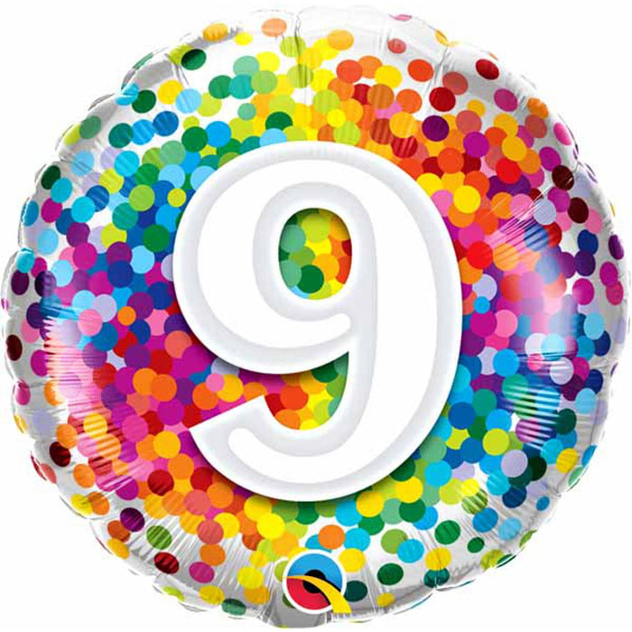 Rainbow Confetti Balloon Pack - 9 18" Rounds