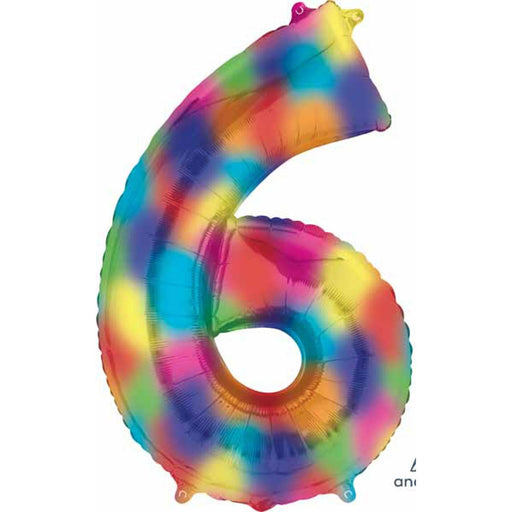 Rainbow Splash Number 6 Balloon - 34 Inches