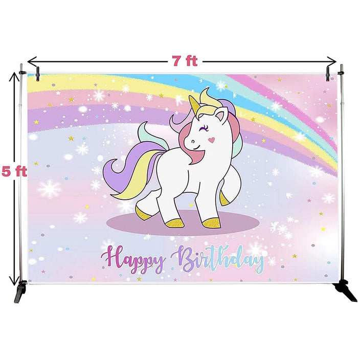Rainbow Unicorn Backdrop Banner — Shimmer & Confetti