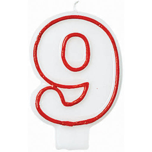 Red/White Candle Number 9 Pack (12Cs)