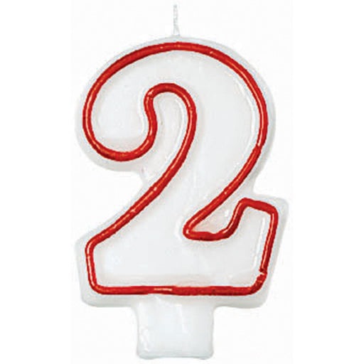 Red/White Number 2 Candle (12/Pk)