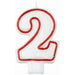 Red/White Number 2 Candle (12/Pk)