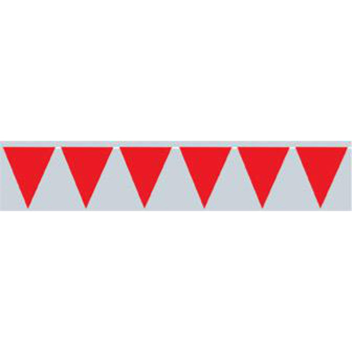 Red Triangular Pennant Banner - 10" X 12' - 1/Pack