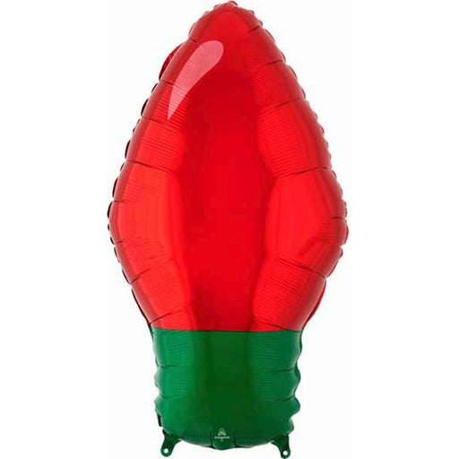 Red Xmas Light Bulb Balloon 18" Shape S50 Pkg