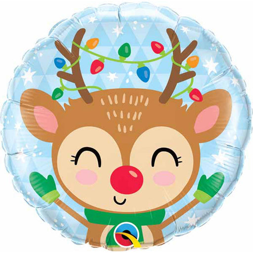 18" Reindeer & Colored Lights Foil Balloon (5/Pk)
