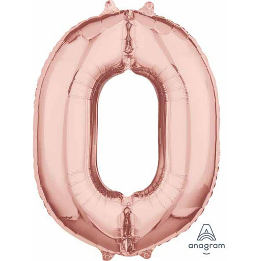 Rose Gold Number 0 Balloon - 16 Inches (1/Pk)