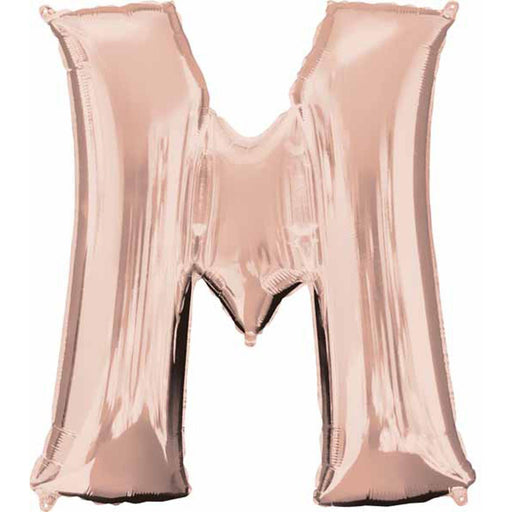 Rose Gold Letter M 16" Balloon Shape Package.