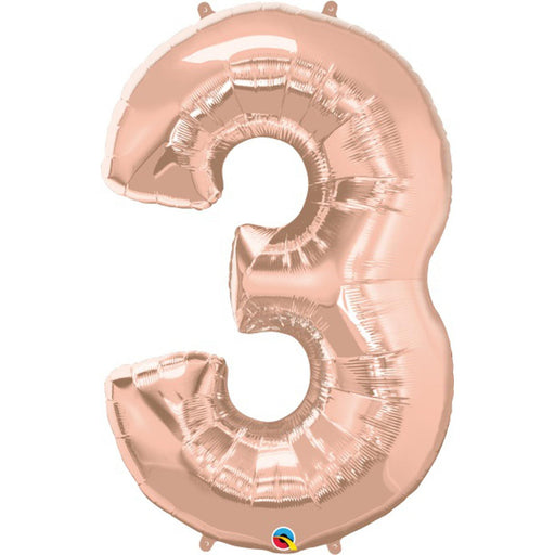 Rose Gold Number Balloon 34" #3 (Ns) - Pkg Of 1 - 01458