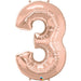 Rose Gold Number Balloon 34" #3 (Ns) - Pkg Of 1 - 01458