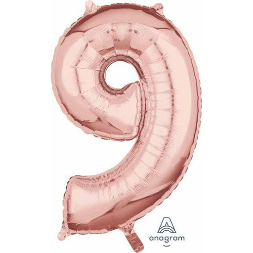 Rose Gold Number 9 Foil Balloon - 26 Inches