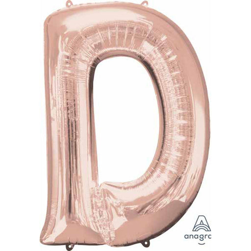 Rose Gold Letter D Shape Balloon - 16" High (Package Of 1)