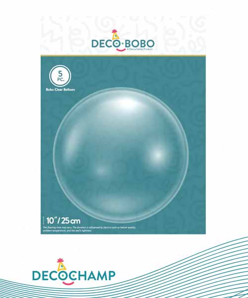 DecoChamp Bobo 10-Inch Bubble Balloons, 5-Pack