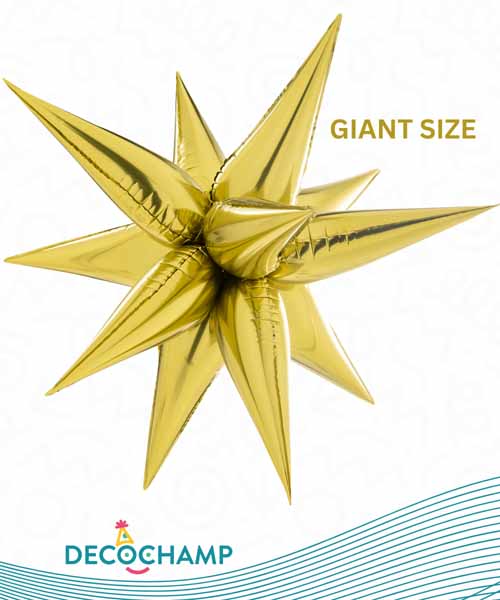 DecoChamp Gold Starburst Foil Balloon, 60 Inch