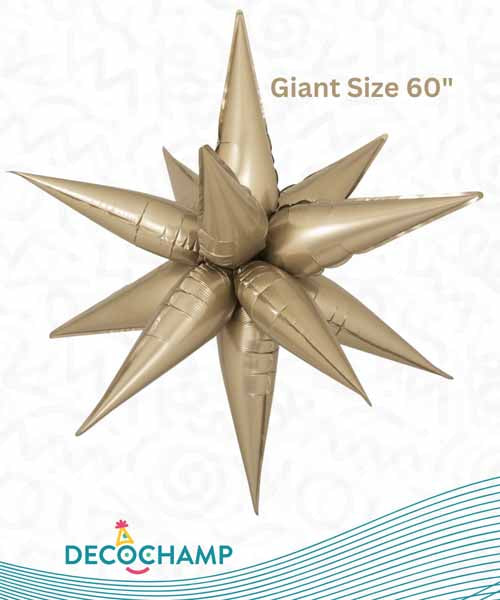DecoChamp Champagne Starburst Foil Balloon, 60 Inch