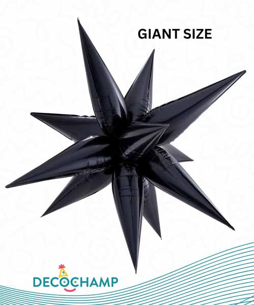 DecoChamp 60-Inch Black Starburst Foil Balloon