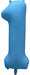 Decochamp 34-Inch Neon Blue Number 1 Balloon