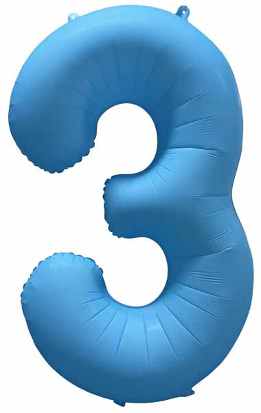 Decochamp 34" Neon Blue Number 3 Balloon