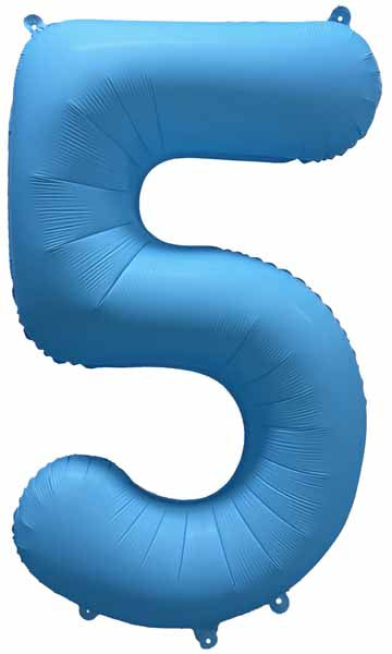 DecoChamp 34" Neon Blue Number 5 Balloon