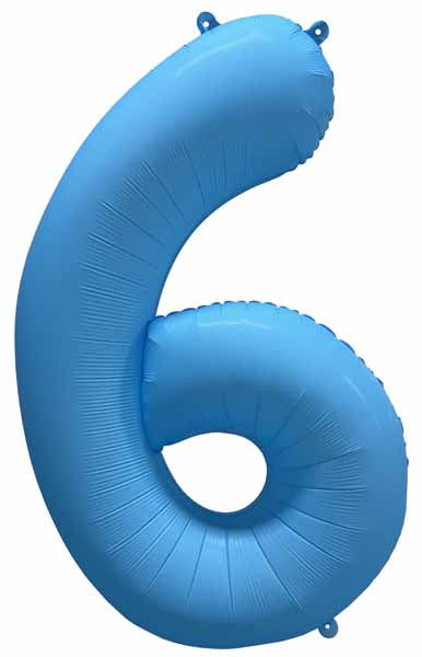 Decochamp 34-Inch Neon Blue Number 6 Balloon
