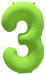 Decochamp 34-Inch Neon Green Number 3 Balloon