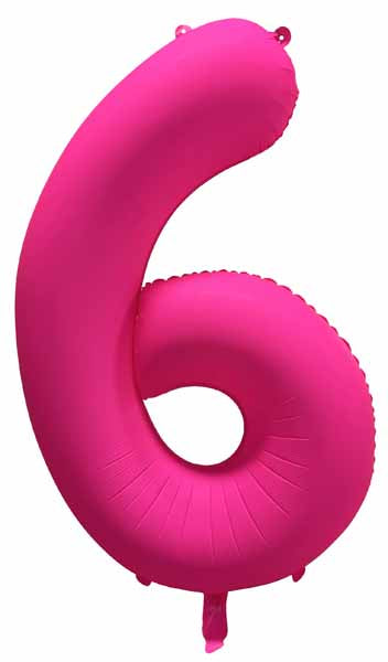 Decochamp 34-Inch Neon Pink Number 6 Balloon