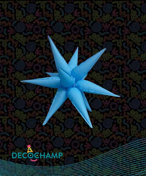 DecoChamp Neon Blue Starburst Foil Balloon, 26 Inch