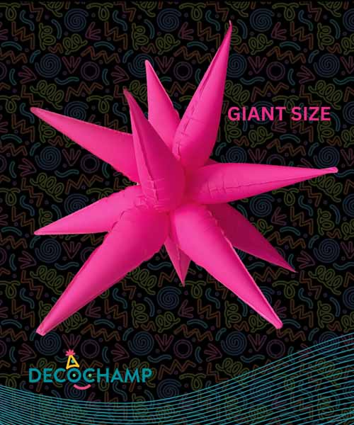 DecoChamp 60-Inch Neon Pink Starburst Foil Balloon