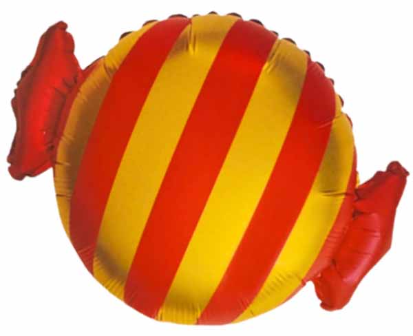 24-Inch Red and Gold Deco Stripe Candy Foil Balloon