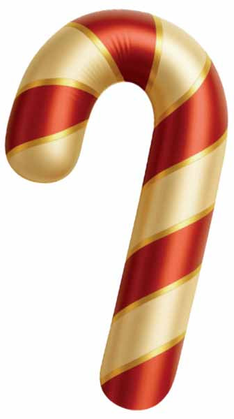 34-Inch Red & Gold Striped Candy Cane Foil Balloon