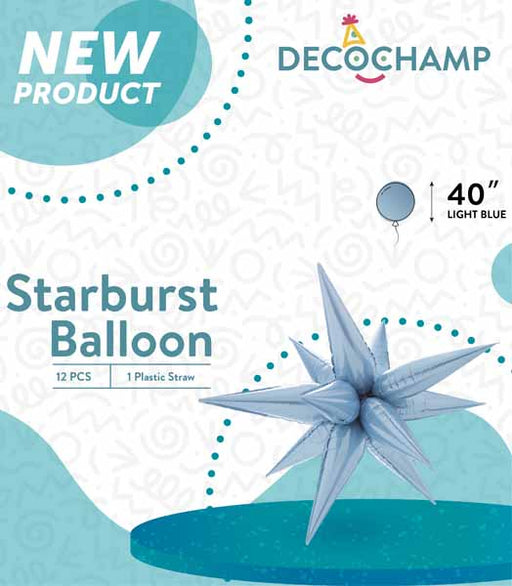 DecoChamp 40" Light Blue Starburst Foil Balloon