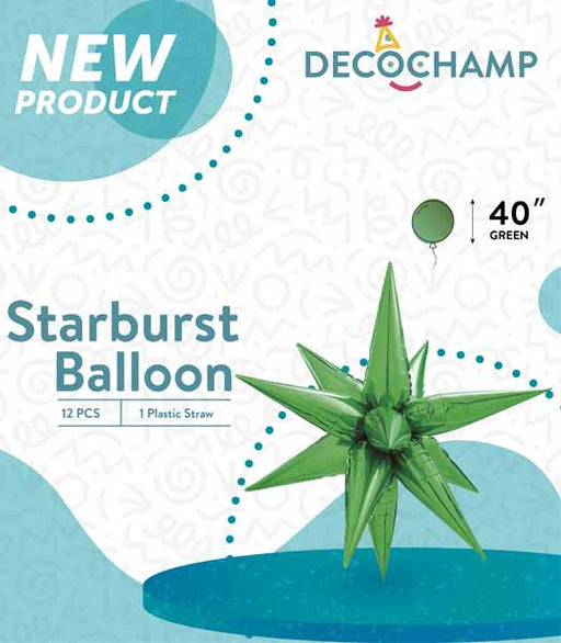 DecoChamp Green Starburst Foil Balloon, 40 Inch