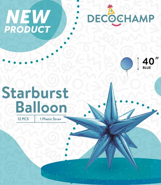 DecoChamp 40-Inch Blue Starburst Foil Balloon