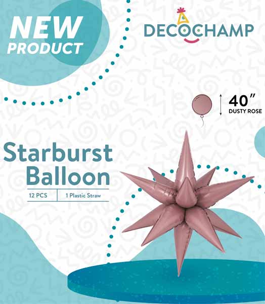DecoChamp 40-Inch Dusty Rose Starburst Foil Balloon