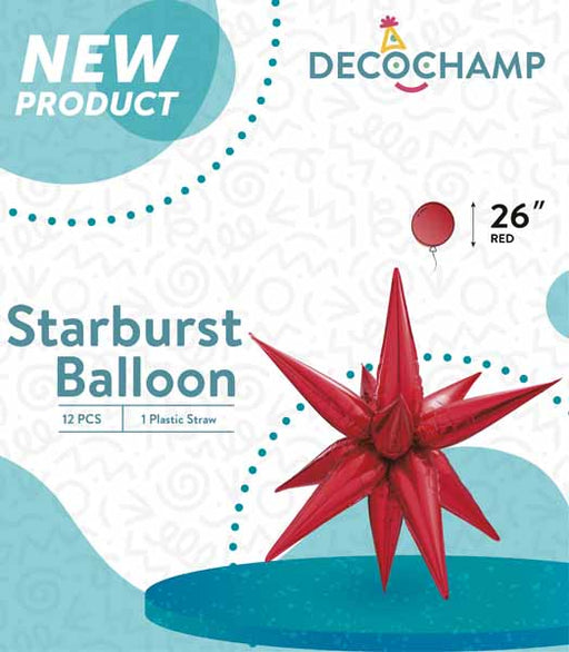 Decochamp Red Starburst Foil Balloon, 26 Inch