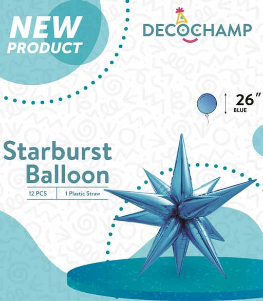 DecoChamp 26-Inch Blue Starburst Foil Balloon