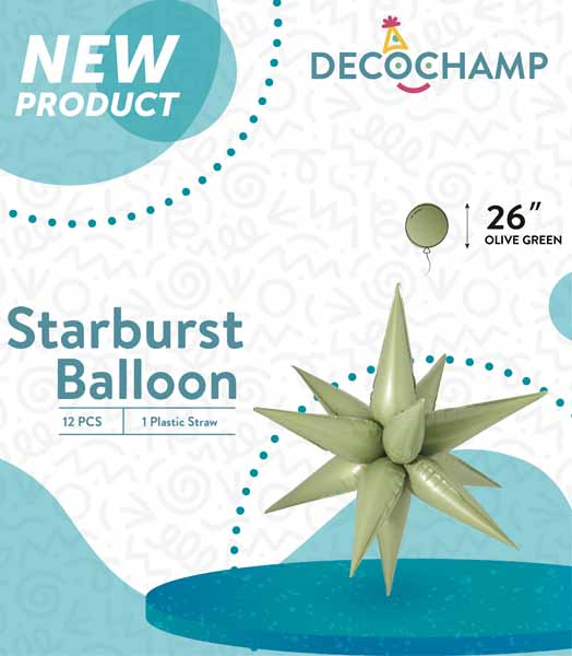 DecoChamp 26" Olive Green Starburst Foil Balloon