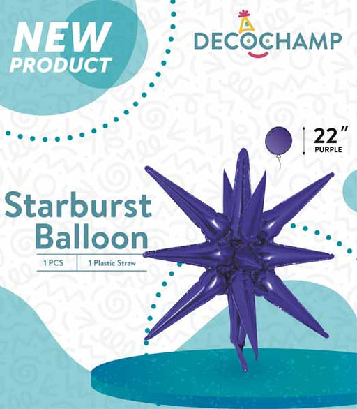 DecoChamp Purple Starburst Foil Balloon, 22 Inch