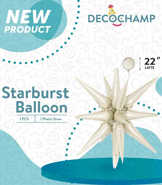 DecoChamp 22-Inch Latte Starburst Foil Balloon