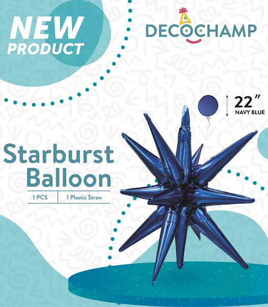 Decochamp 22" Navy Starburst Foil Balloon