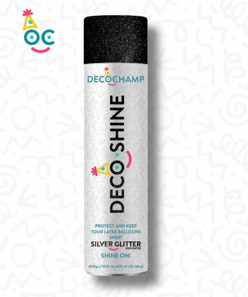 Decochamp DecoShine Silver Glitter Balloon Spray, 600 ml