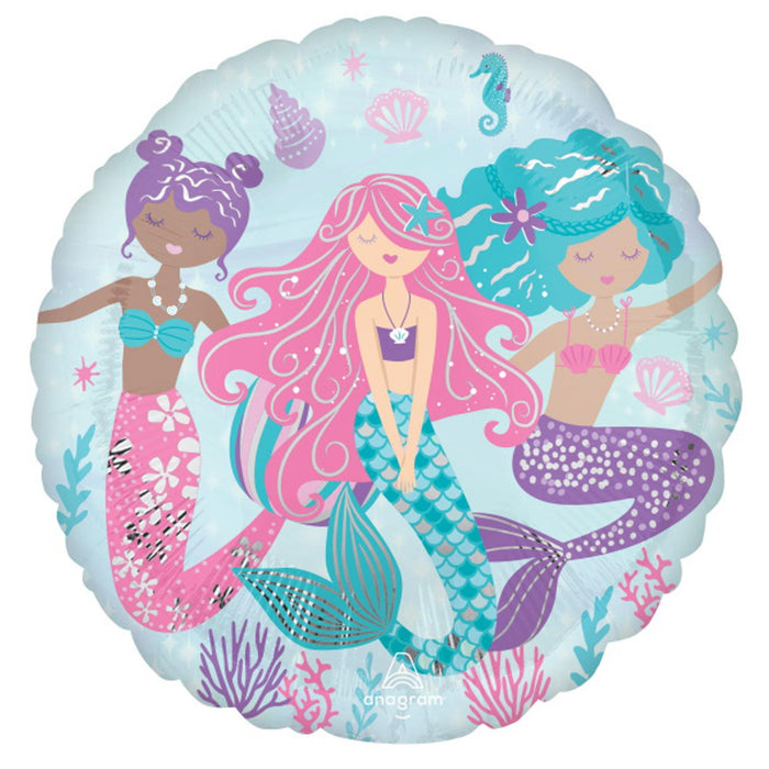 "Shimmering Mermaid Balloon Bundle - 18" Round With 40 Helium Balloons"