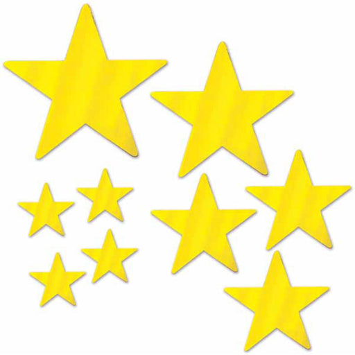 "Shimmering Gold Foil Star Cutouts - Pack Of 9"